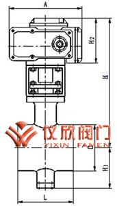 電動V型球閥外型尺寸（對夾式）