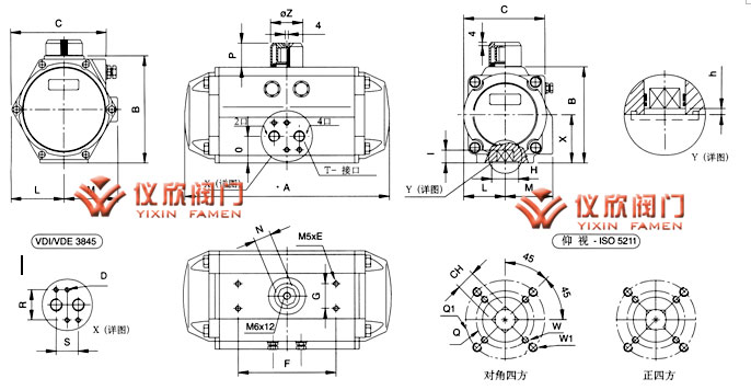 AT氣動執(zhí)行器尺寸圖